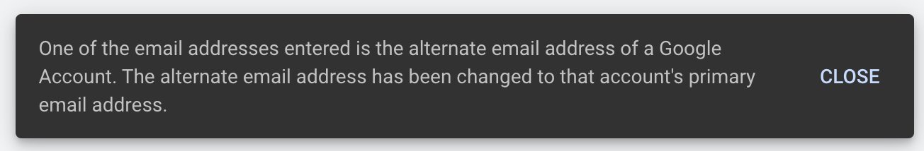 The popup you get from Google when you add an alternate email